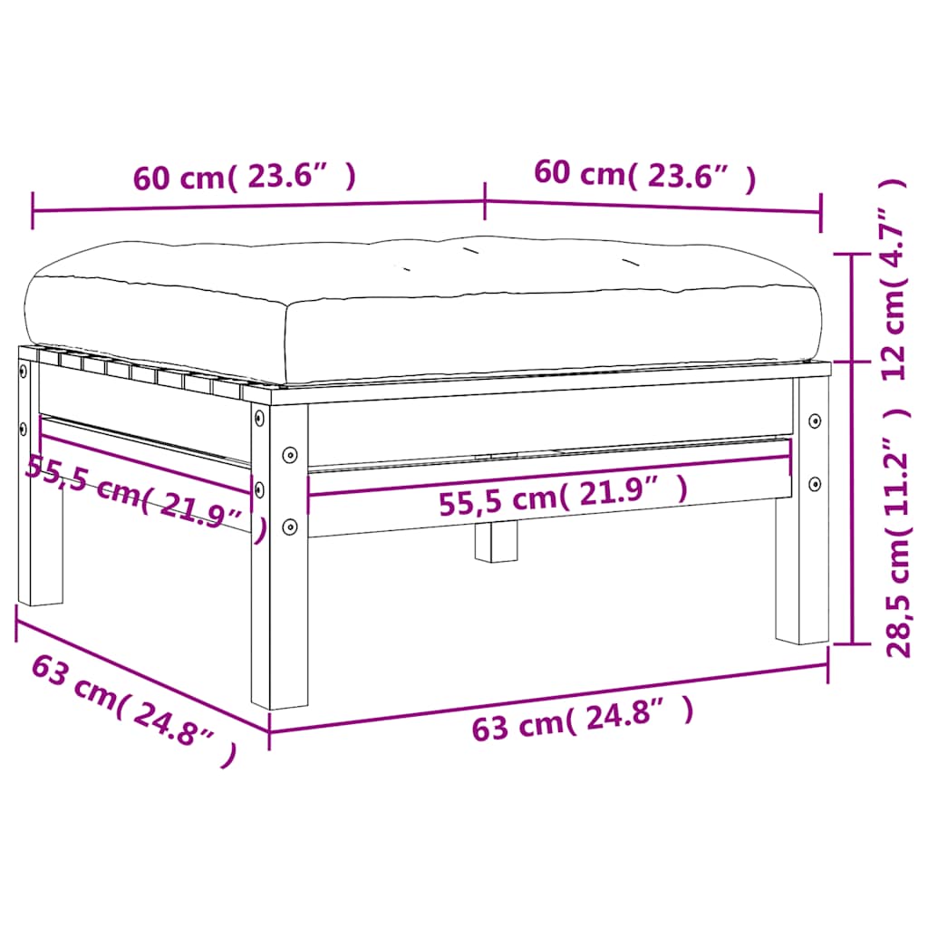Garden Footstools with Cushions 2 pcs Impregnated Wood Pine