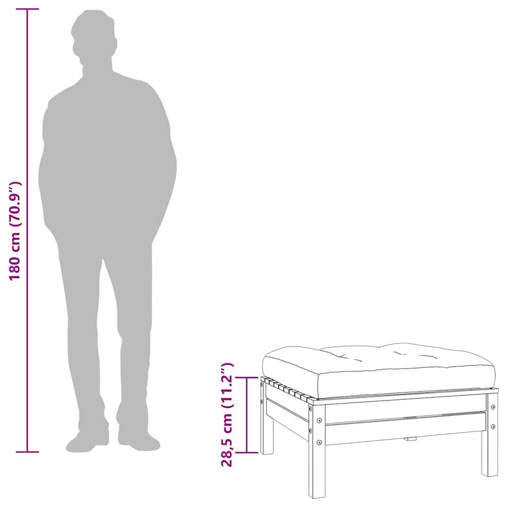 Garden Footstools with Cushions 2 pcs Impregnated Wood Pine