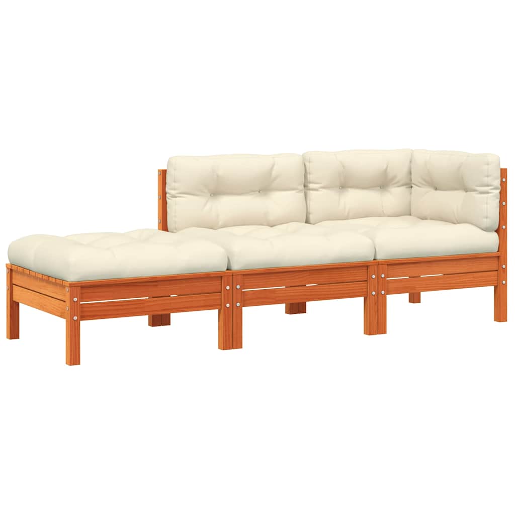 Garden Sofa with Cushions and Footstool 3-Seater