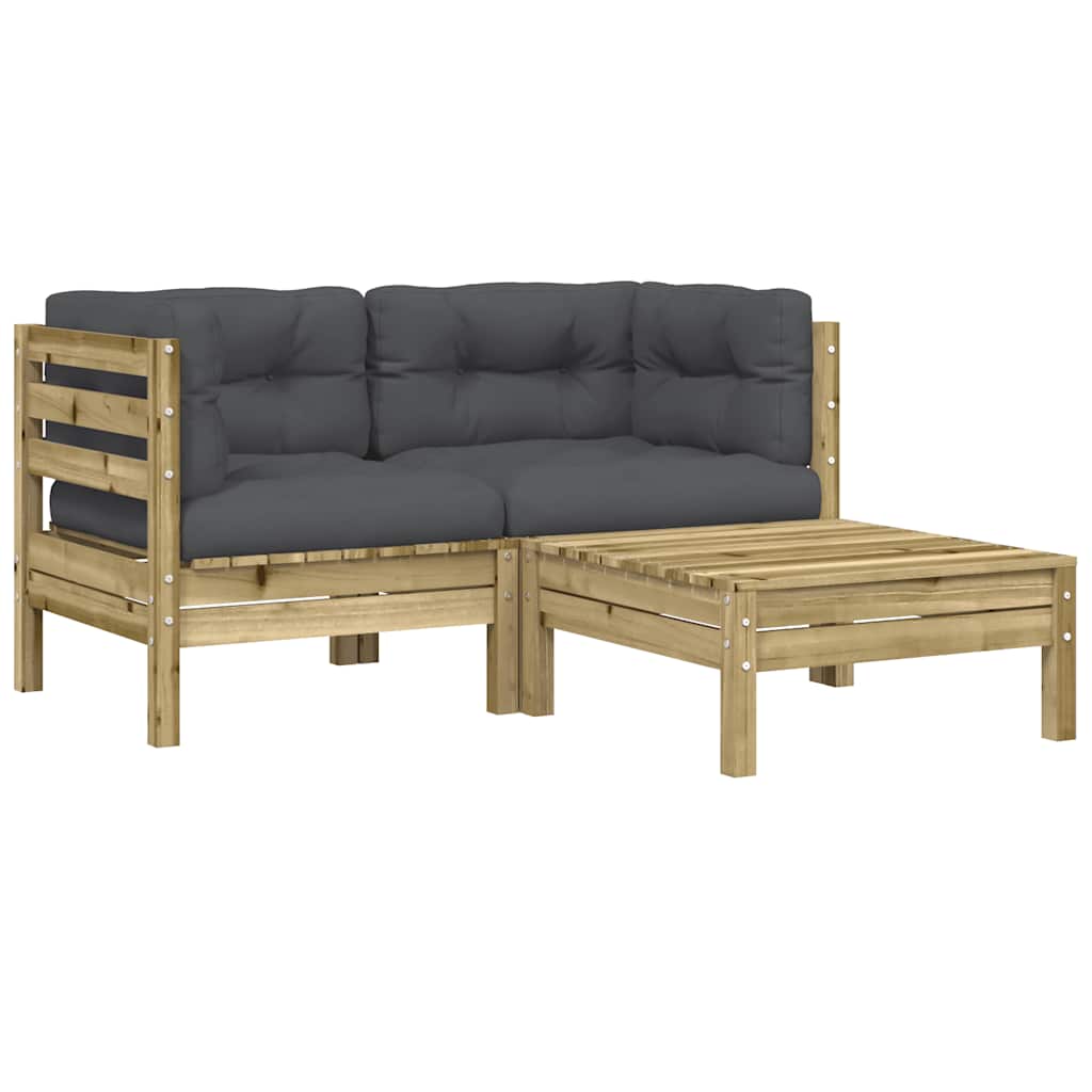 Garden Sofa with Cushions and Footstool 2-Seater