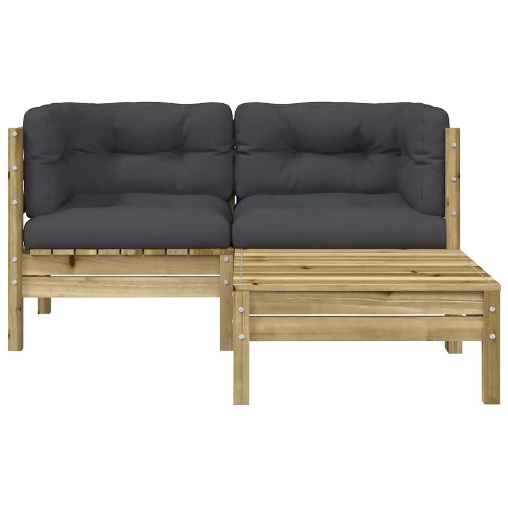 Garden Sofa with Cushions and Footstool 2-Seater