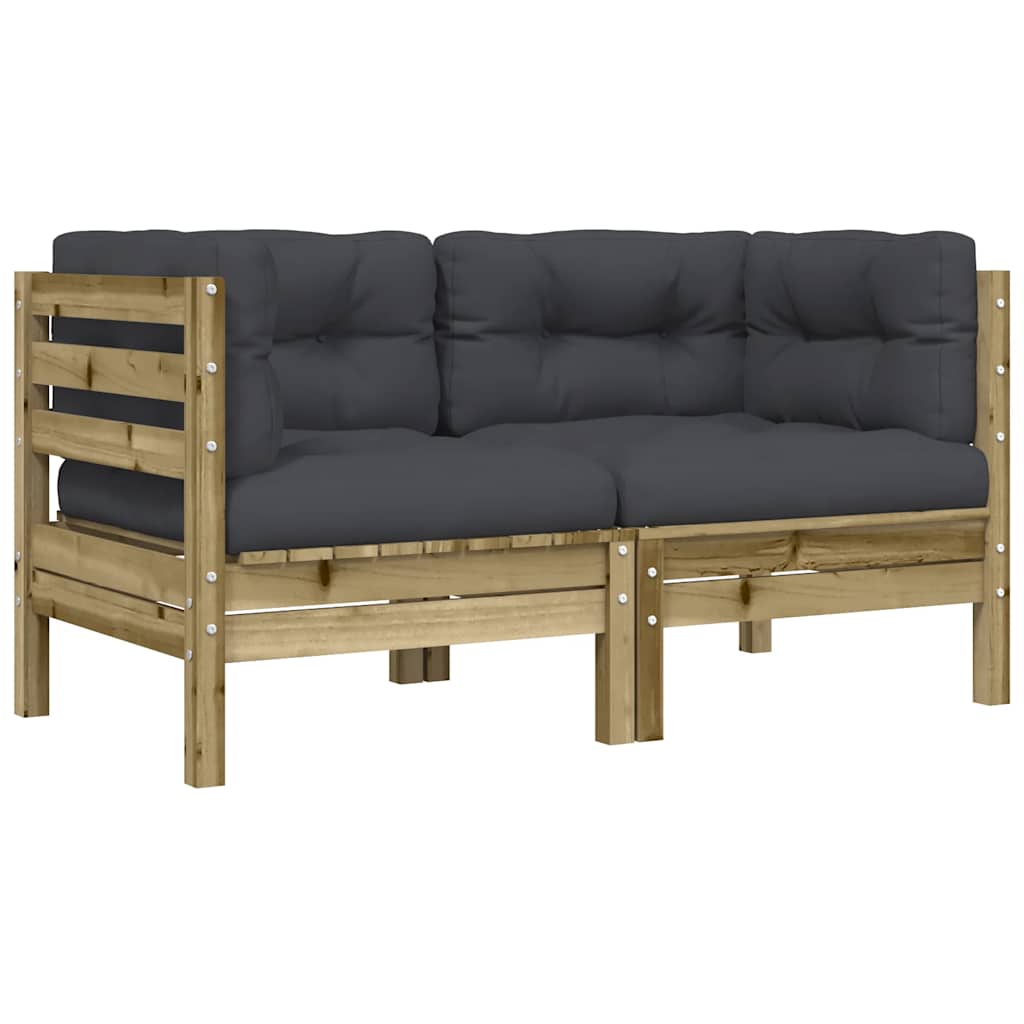 Garden Sofa with Cushions and Footstool 2-Seater