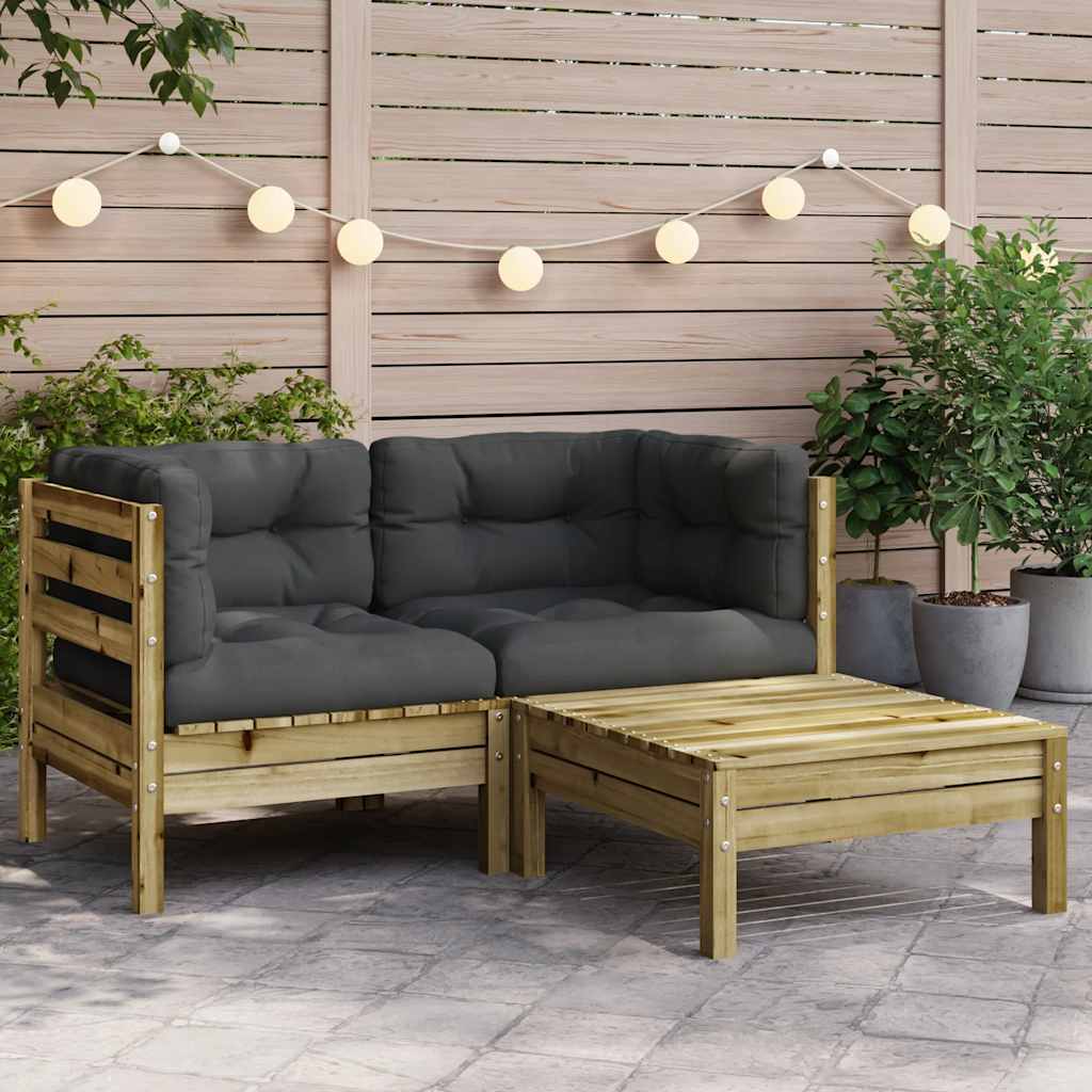Garden Sofa with Cushions and Footstool 2-Seater