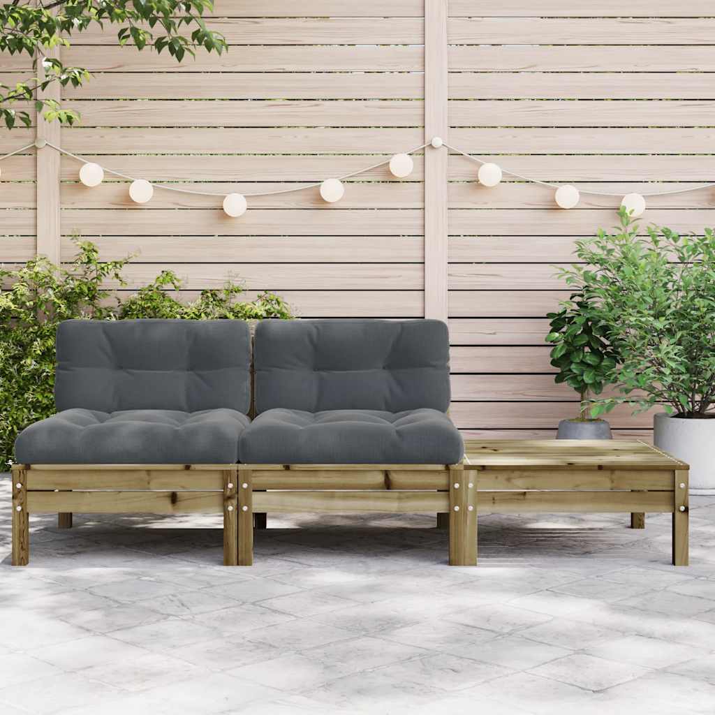 Garden Sofa with Cushions and Footstool 2-Seater