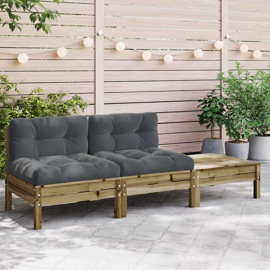 Garden Sofa with Cushions and Footstool 2-Seater