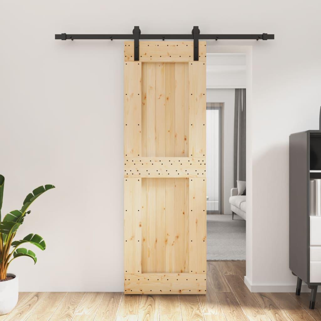 Sliding Door with Hardware Set 70x210 cm Solid Wood Pine