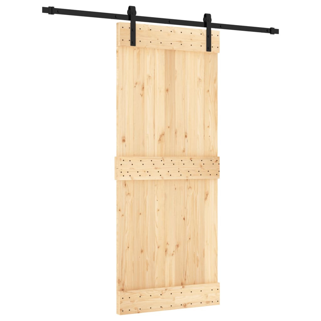 Sliding Door with Hardware Set 85x210 cm Solid Wood Pine