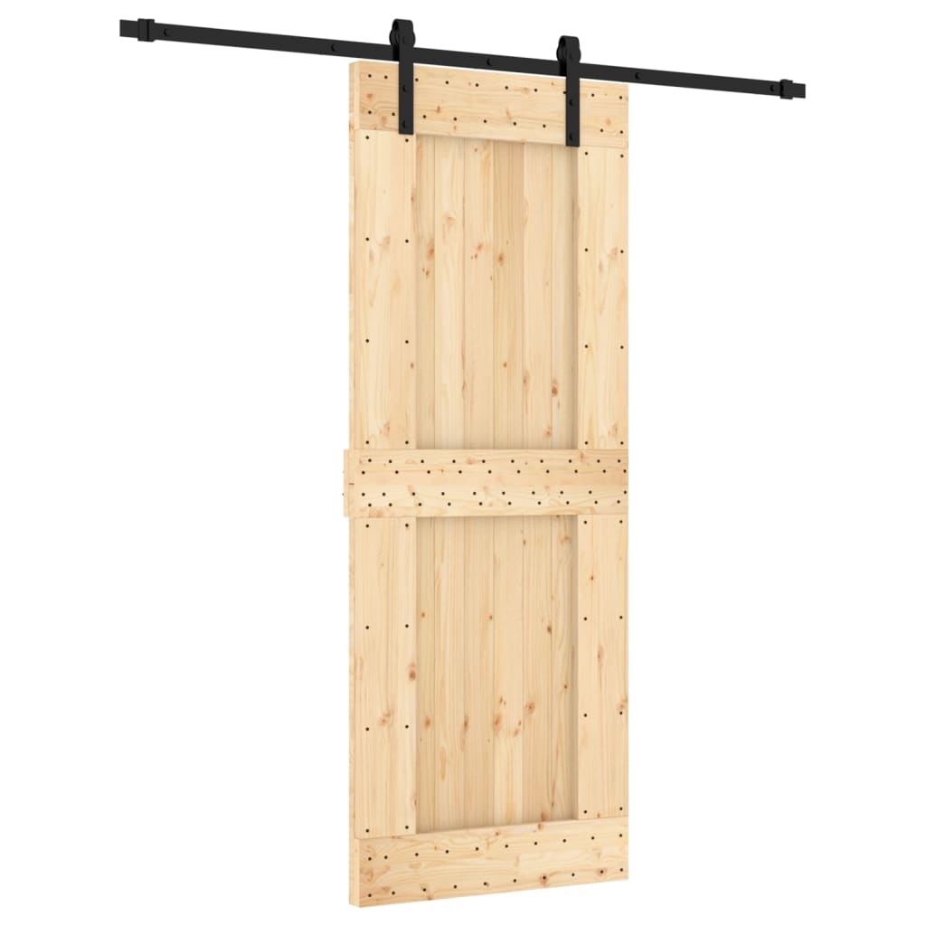 Sliding Door with Hardware Set 80x210 cm Solid Wood Pine