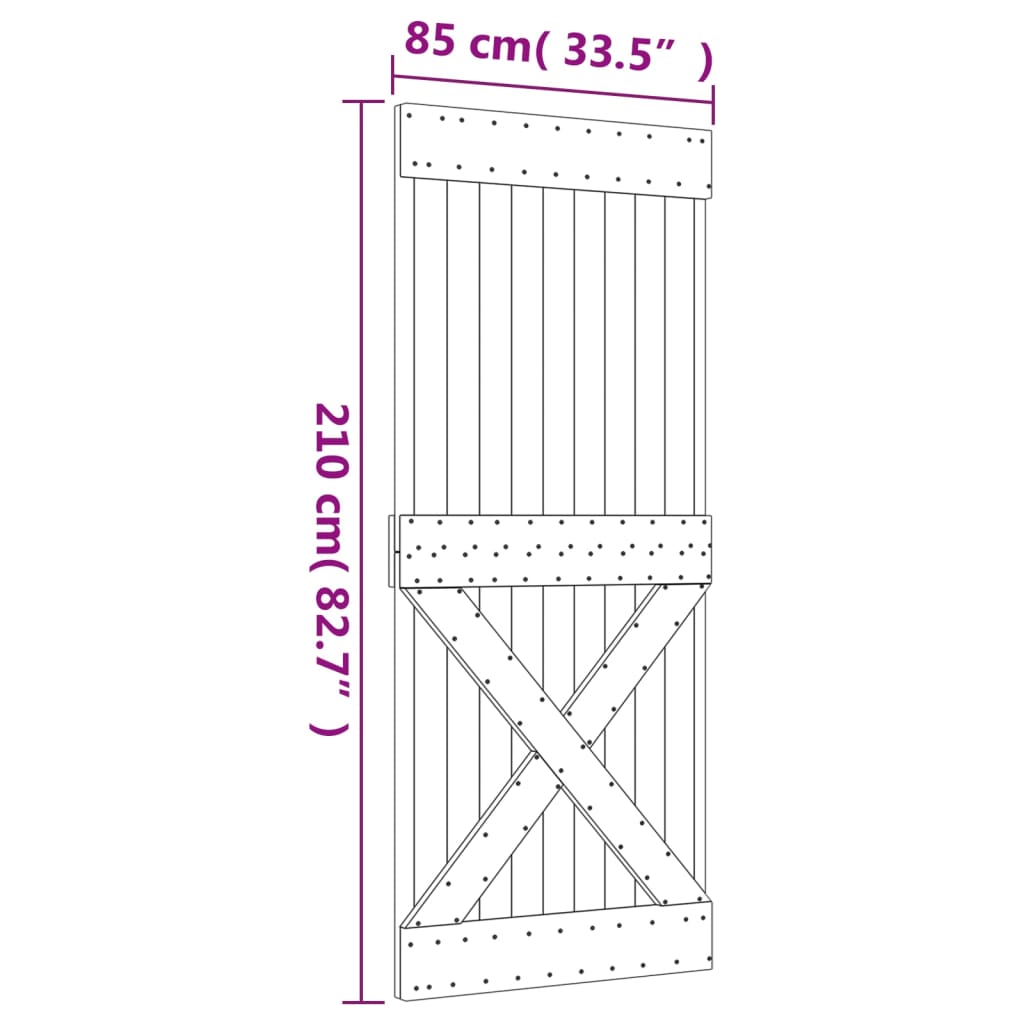 Sliding Door with Hardware Set 85x210 cm Solid Wood Pine