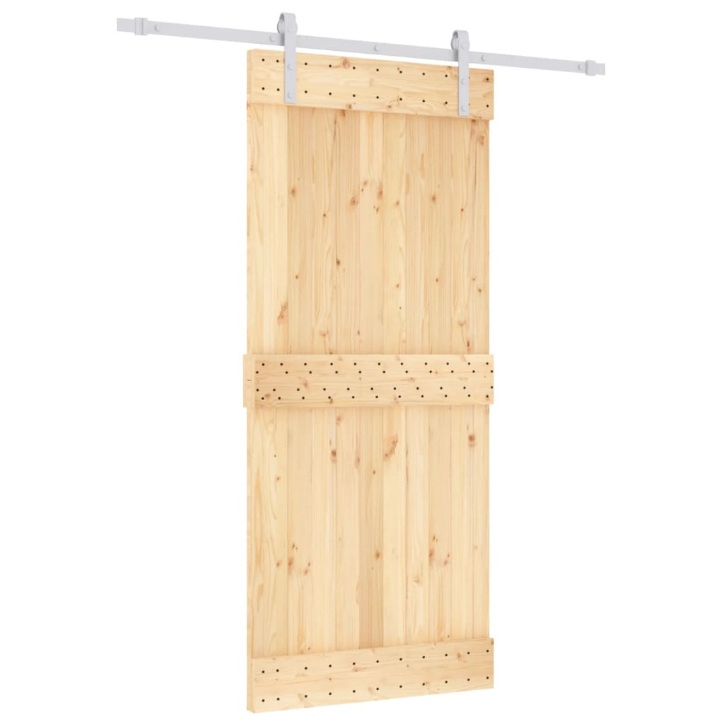 Sliding Door with Hardware Set 90x210 cm Solid Wood Pine