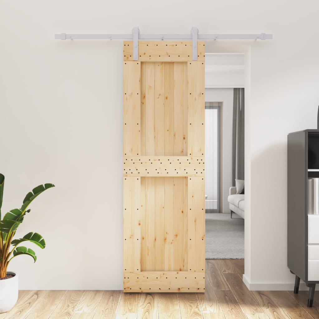 Sliding Door with Hardware Set 70x210 cm Solid Wood Pine