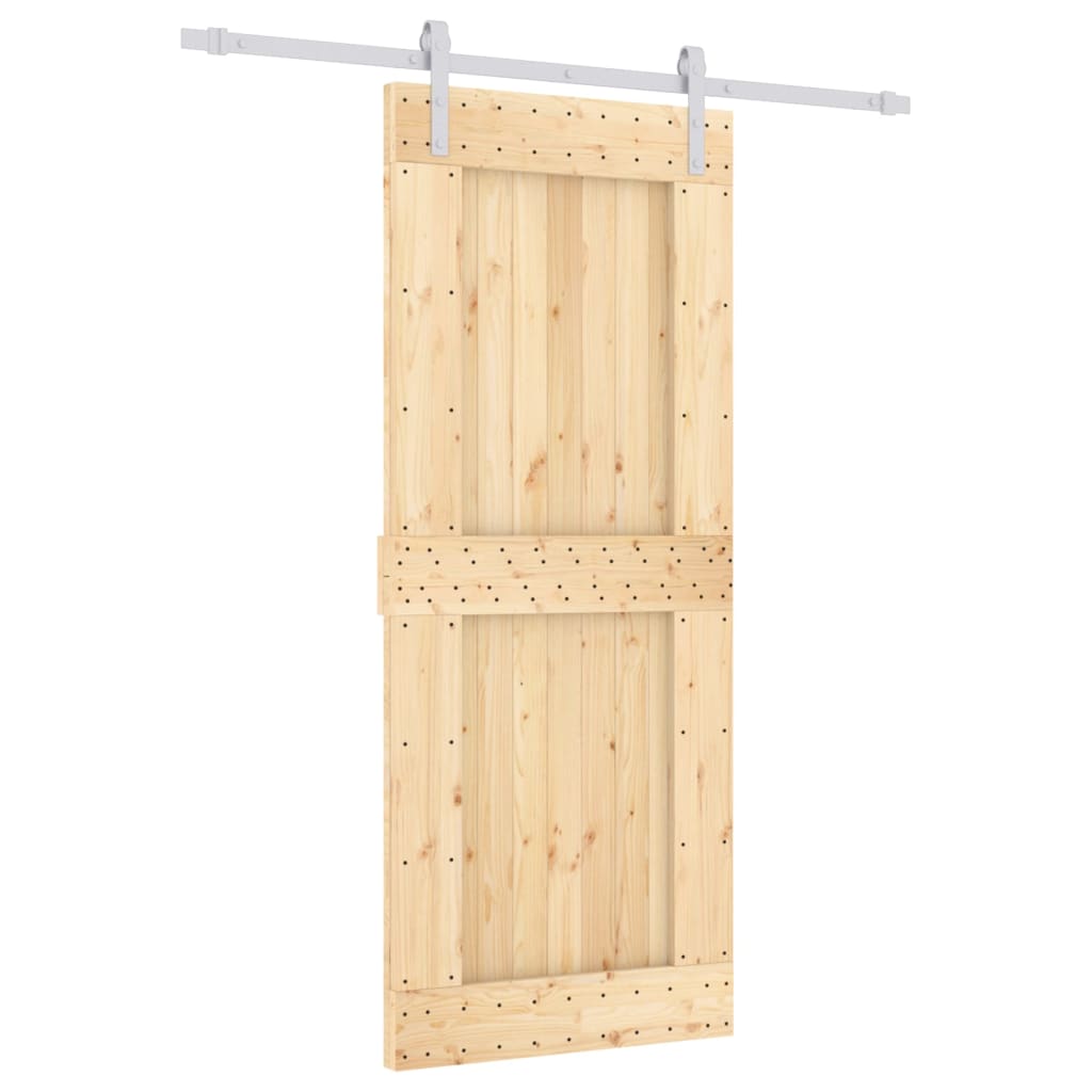 Sliding Door with Hardware Set 85x210 cm Solid Wood Pine