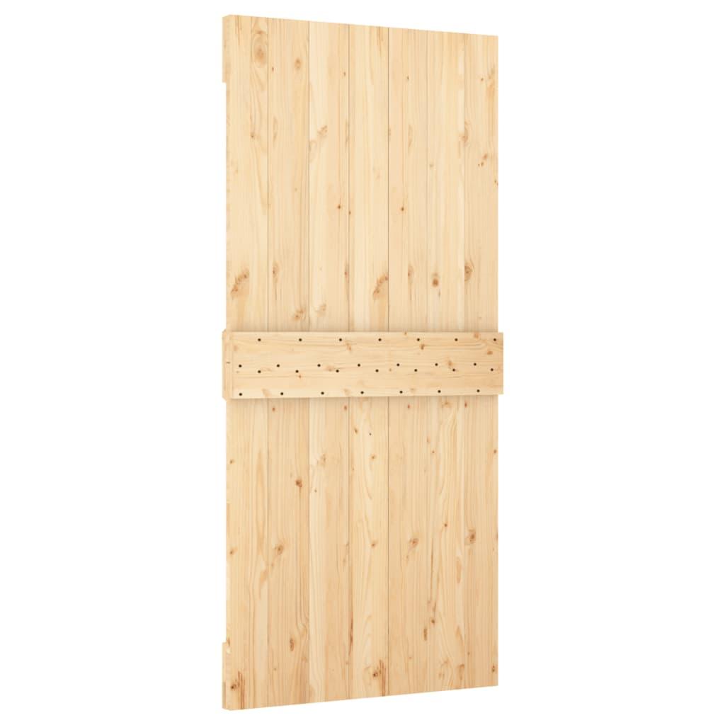 Sliding Door with Hardware Set 95x210 cm Solid Wood Pine