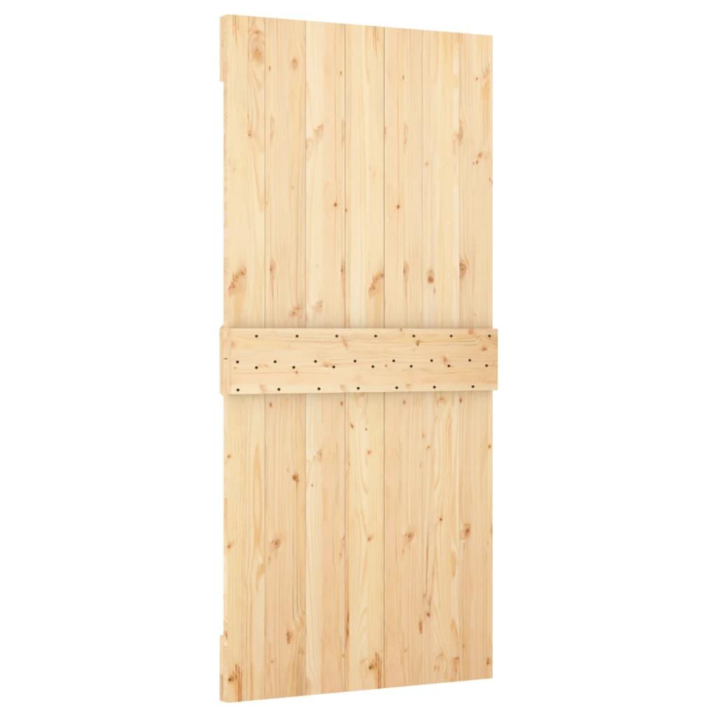 Sliding Door with Hardware Set 100x210 cm Solid Wood Pine