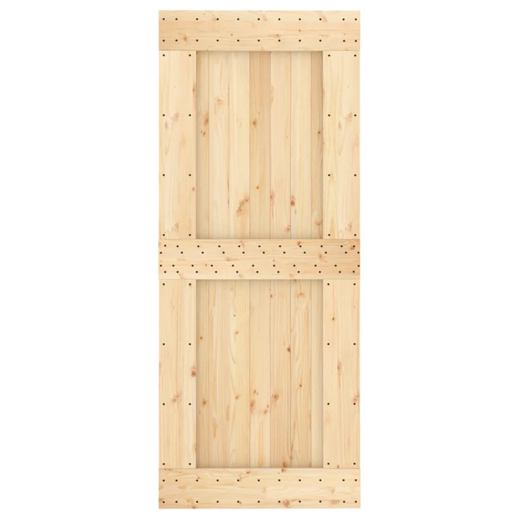 Sliding Door with Hardware Set 85x210 cm Solid Wood Pine