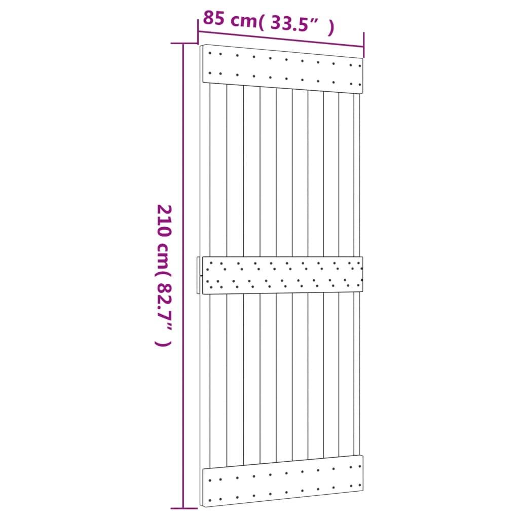 Sliding Door with Hardware Set 85x210 cm Solid Wood Pine