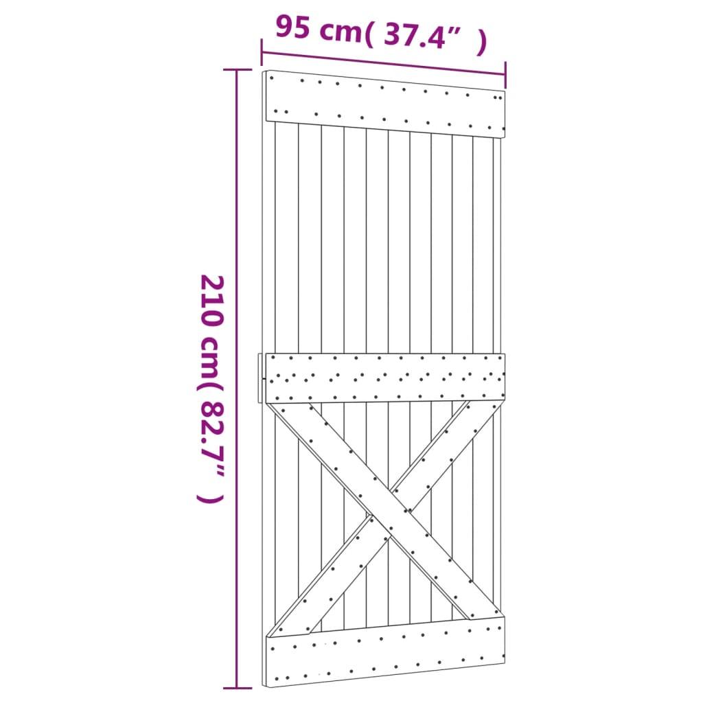 Sliding Door with Hardware Set 95x210 cm Solid Wood Pine