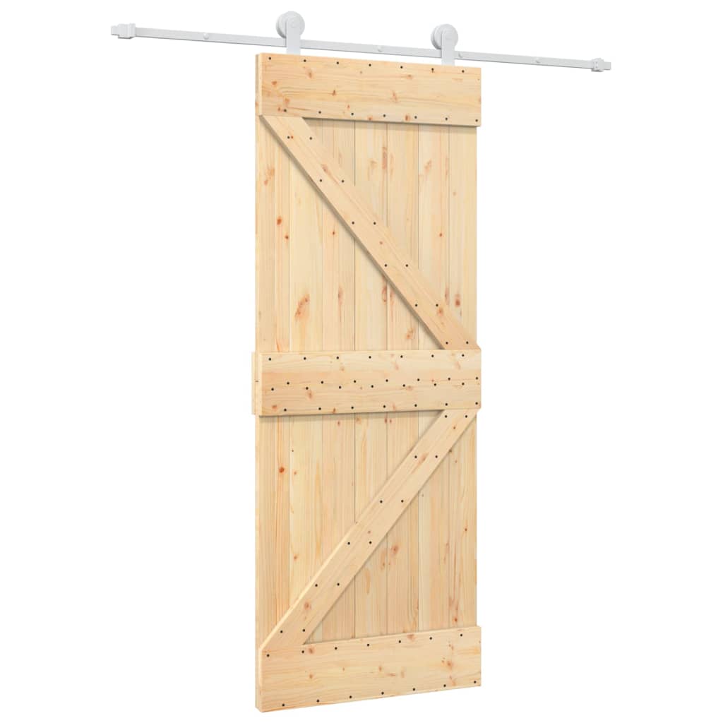 Sliding Door with Hardware Set 80x210 cm Solid Wood Pine