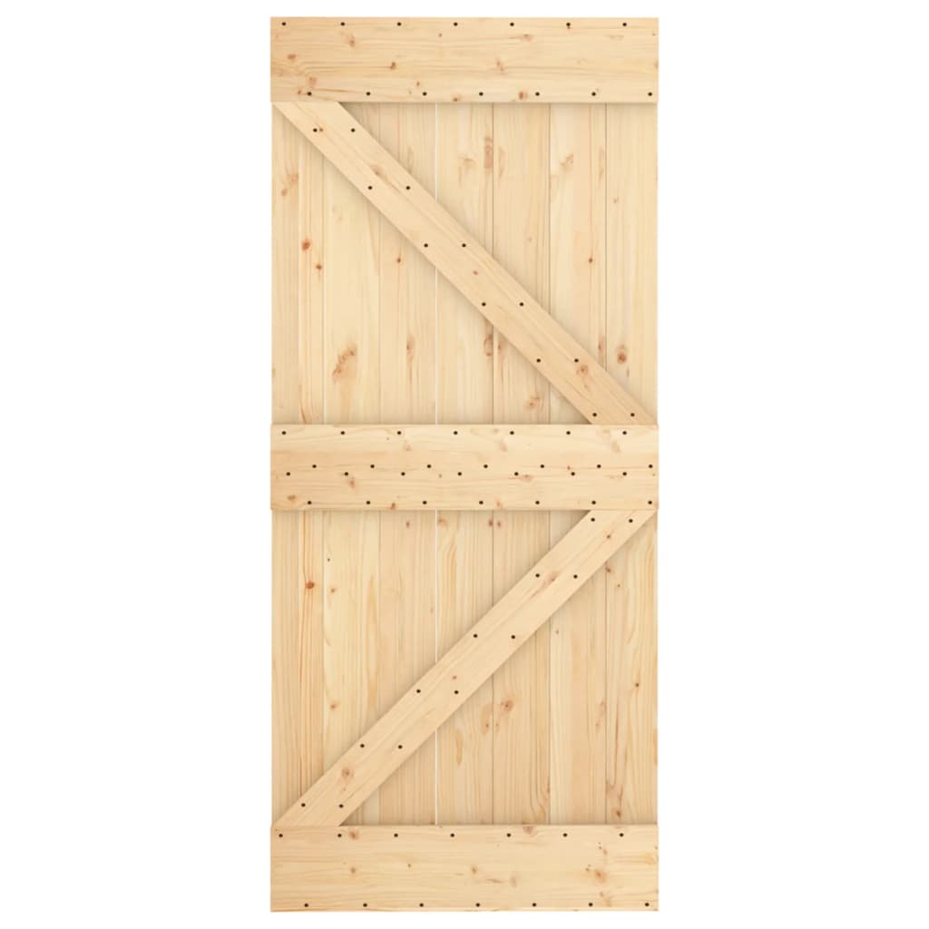 Sliding Door with Hardware Set 90x210 cm Solid Wood Pine