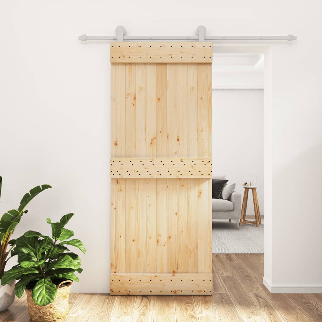 Sliding Door with Hardware Set 85x210 cm Solid Wood Pine