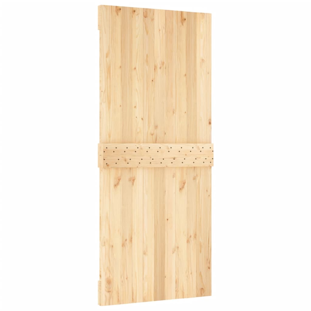 Sliding Door with Hardware Set 90x210 cm Solid Wood Pine