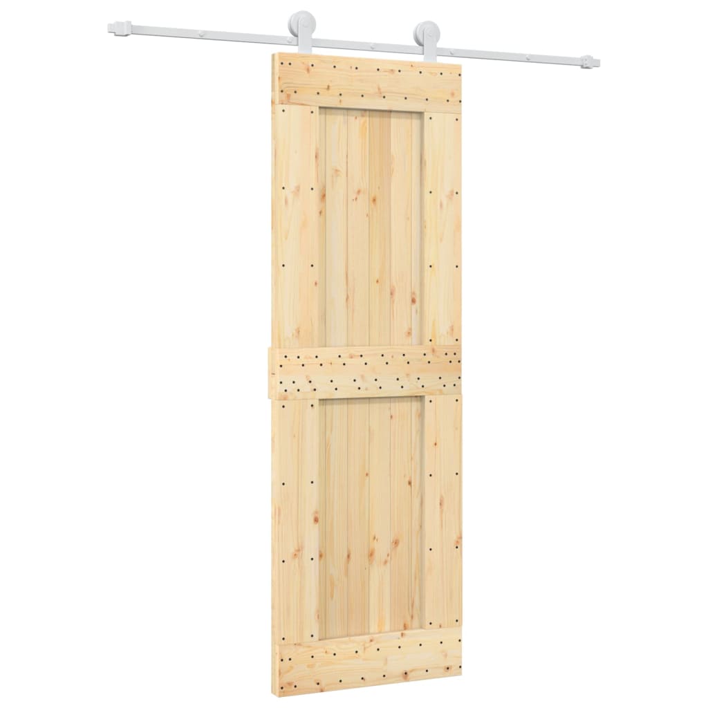 Sliding Door with Hardware Set 70x210 cm Solid Wood Pine