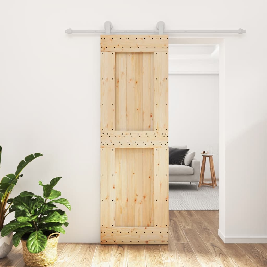 Sliding Door with Hardware Set 70x210 cm Solid Wood Pine