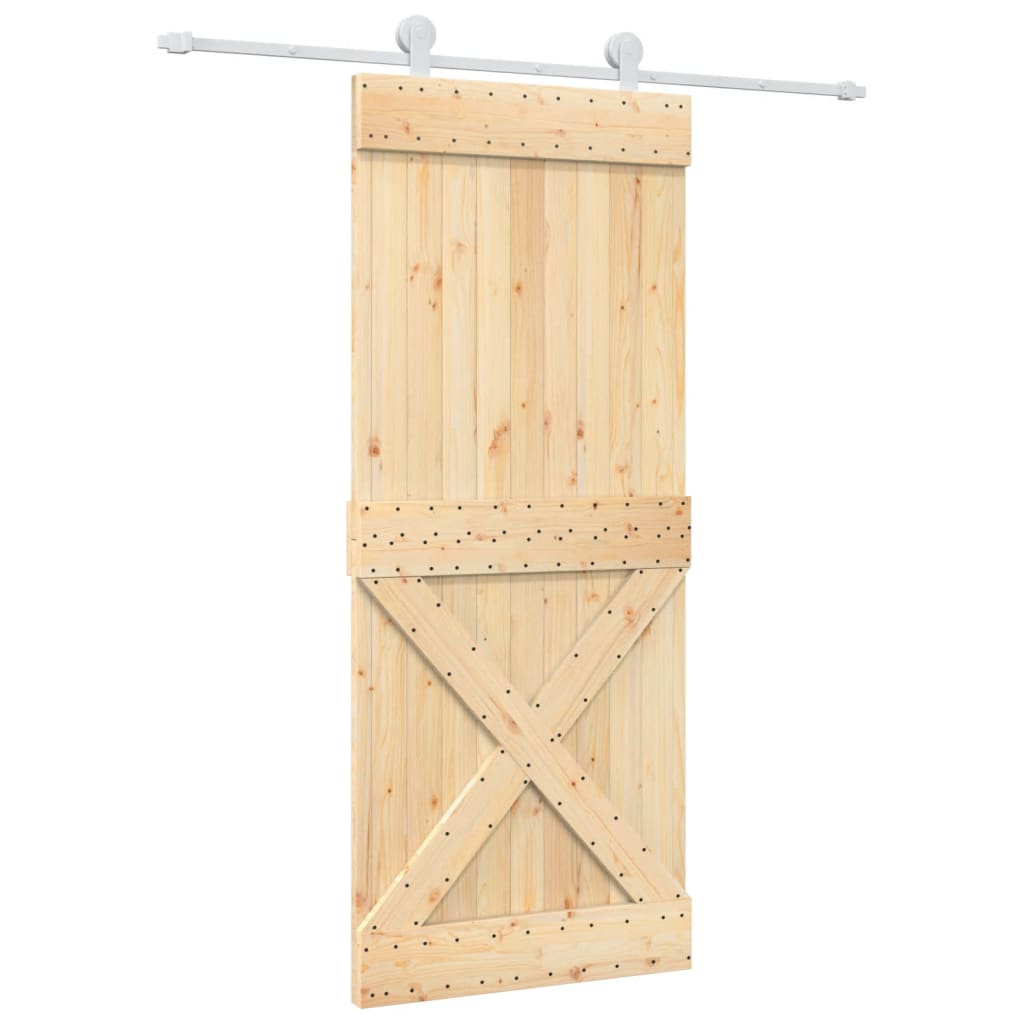 Sliding Door with Hardware Set 85x210 cm Solid Wood Pine