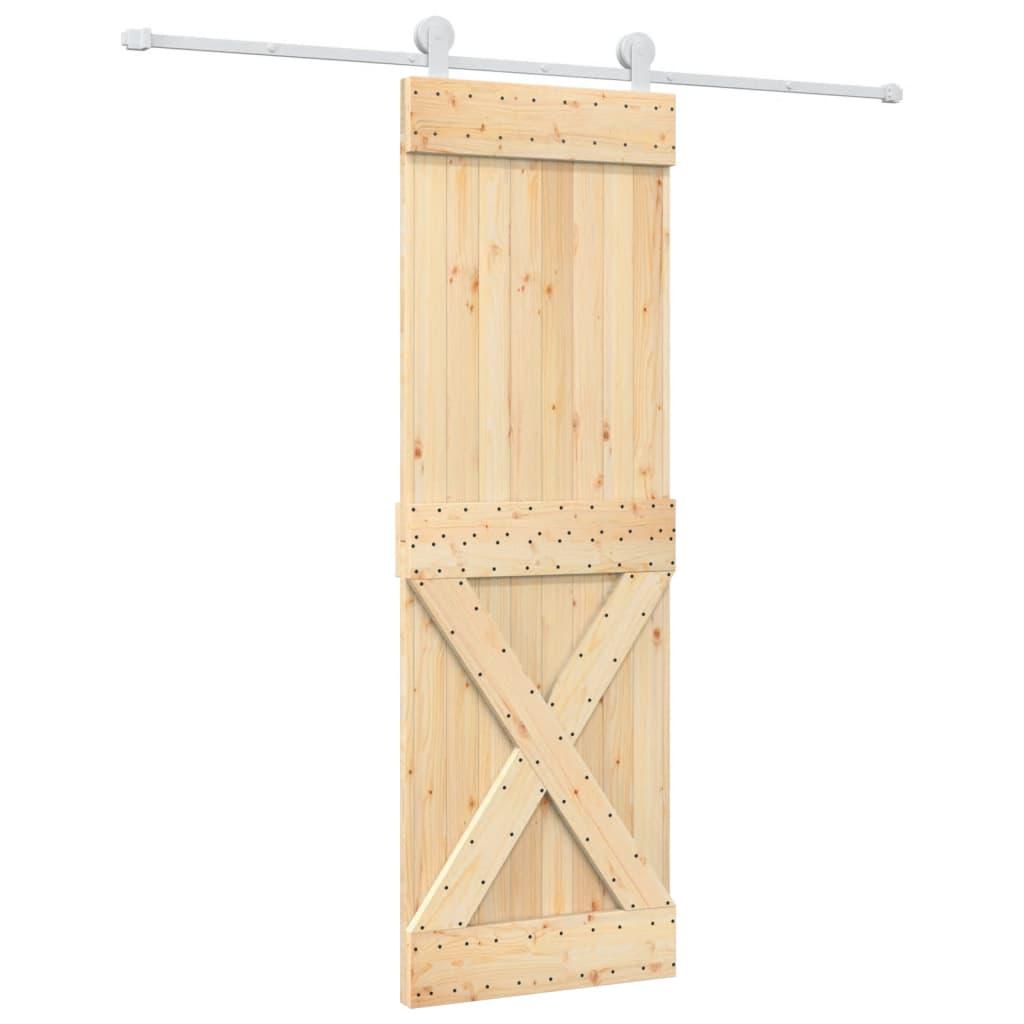 Sliding Door with Hardware Set 70x210 cm Solid Wood Pine