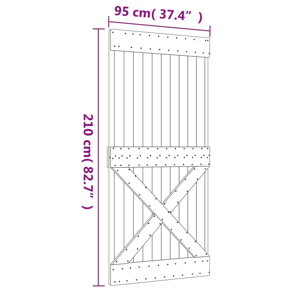 Sliding Door with Hardware Set 95x210 cm Solid Wood Pine