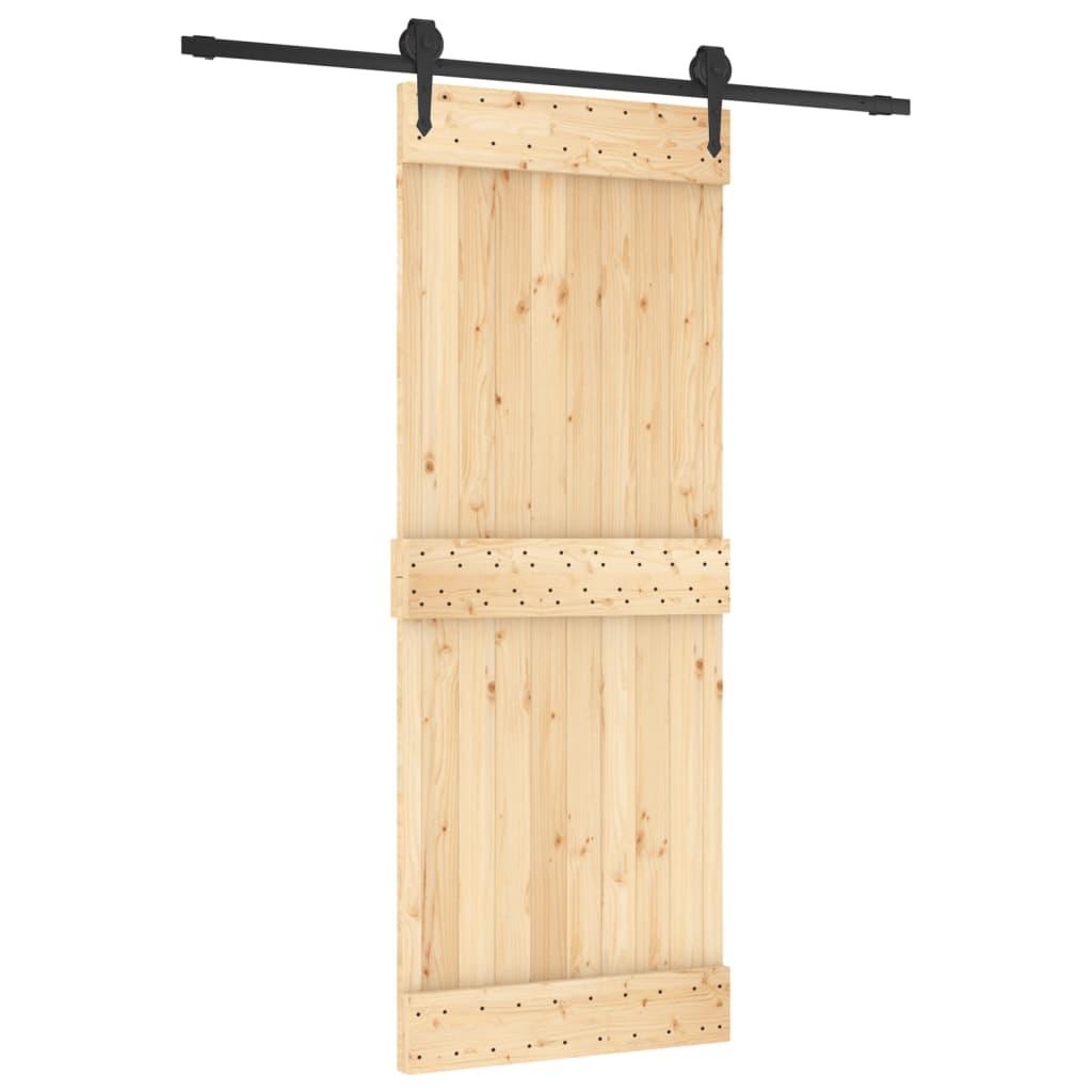 Sliding Door with Hardware Set 80x210 cm Solid Wood Pine