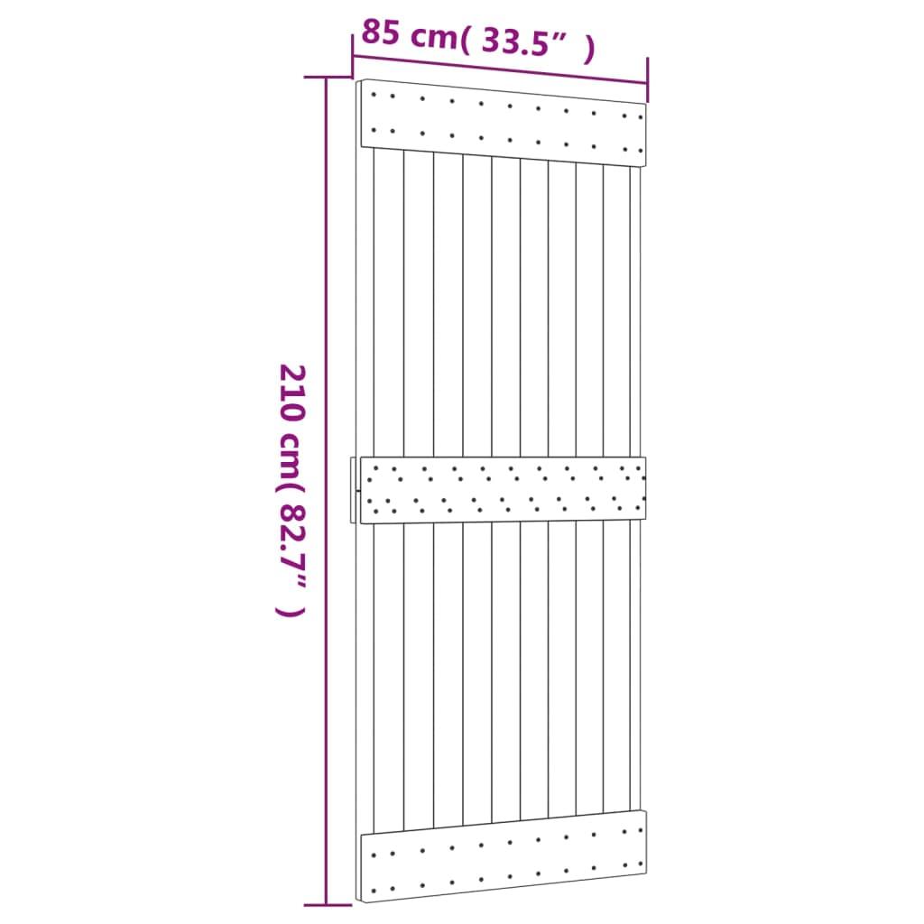 Sliding Door with Hardware Set 85x210 cm Solid Wood Pine