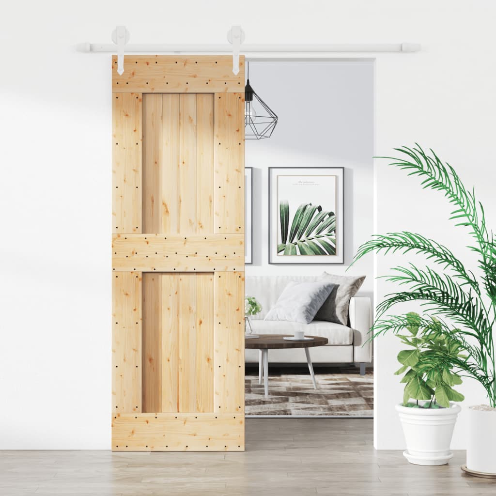 Sliding Door with Hardware Set 70x210 cm Solid Wood Pine