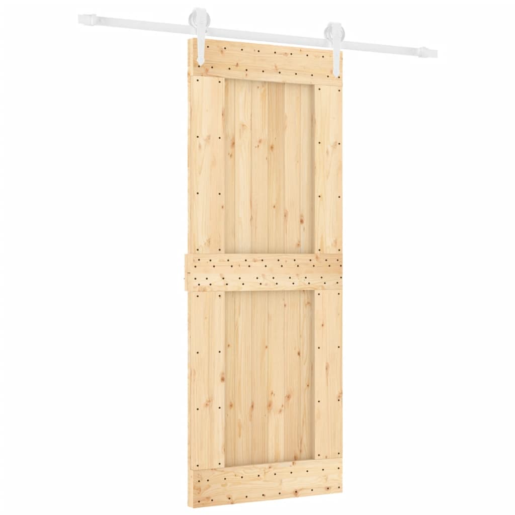 Sliding Door with Hardware Set 80x210 cm Solid Wood Pine