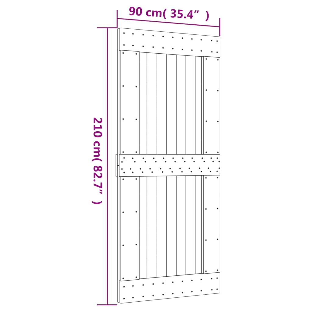 Sliding Door with Hardware Set 90x210 cm Solid Wood Pine