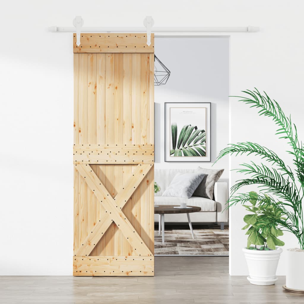 Sliding Door with Hardware Set 70x210 cm Solid Wood Pine