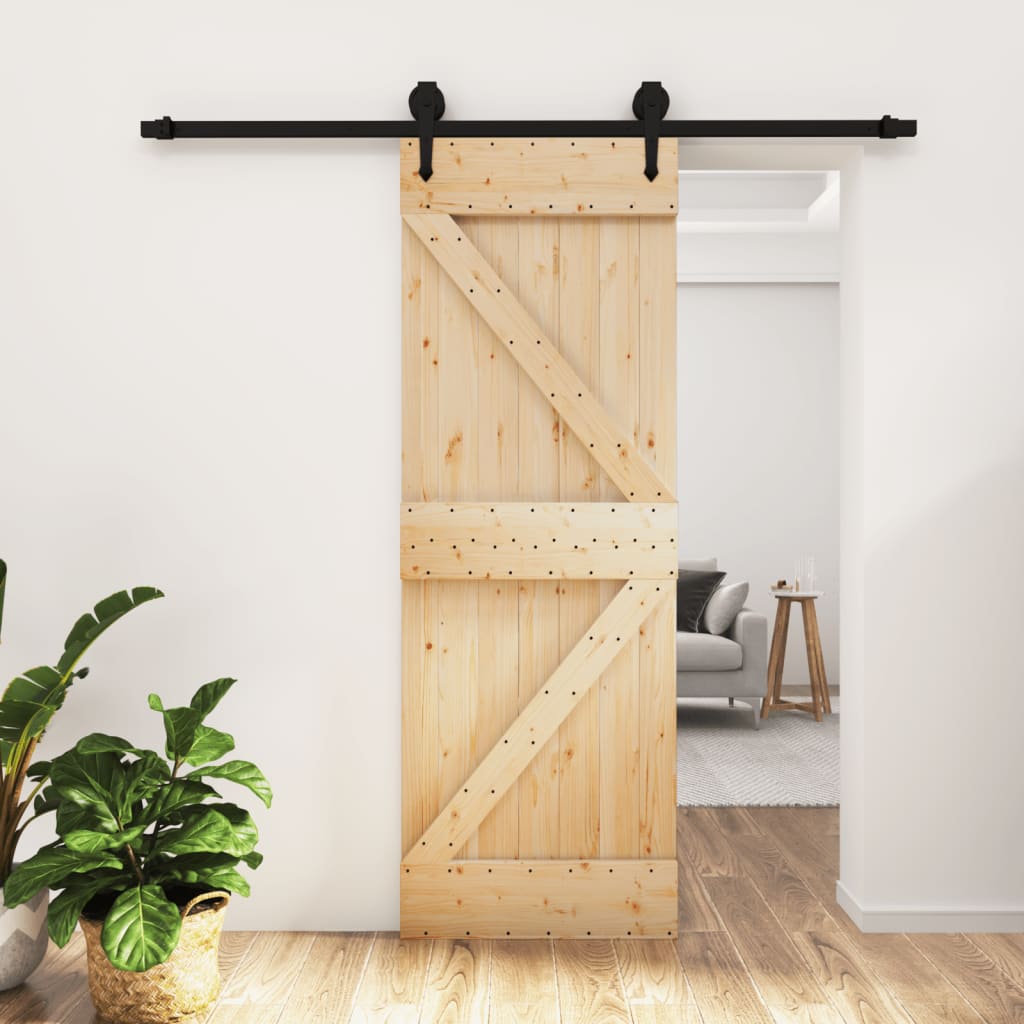 Sliding Door with Hardware Set 70x210 cm Solid Wood Pine