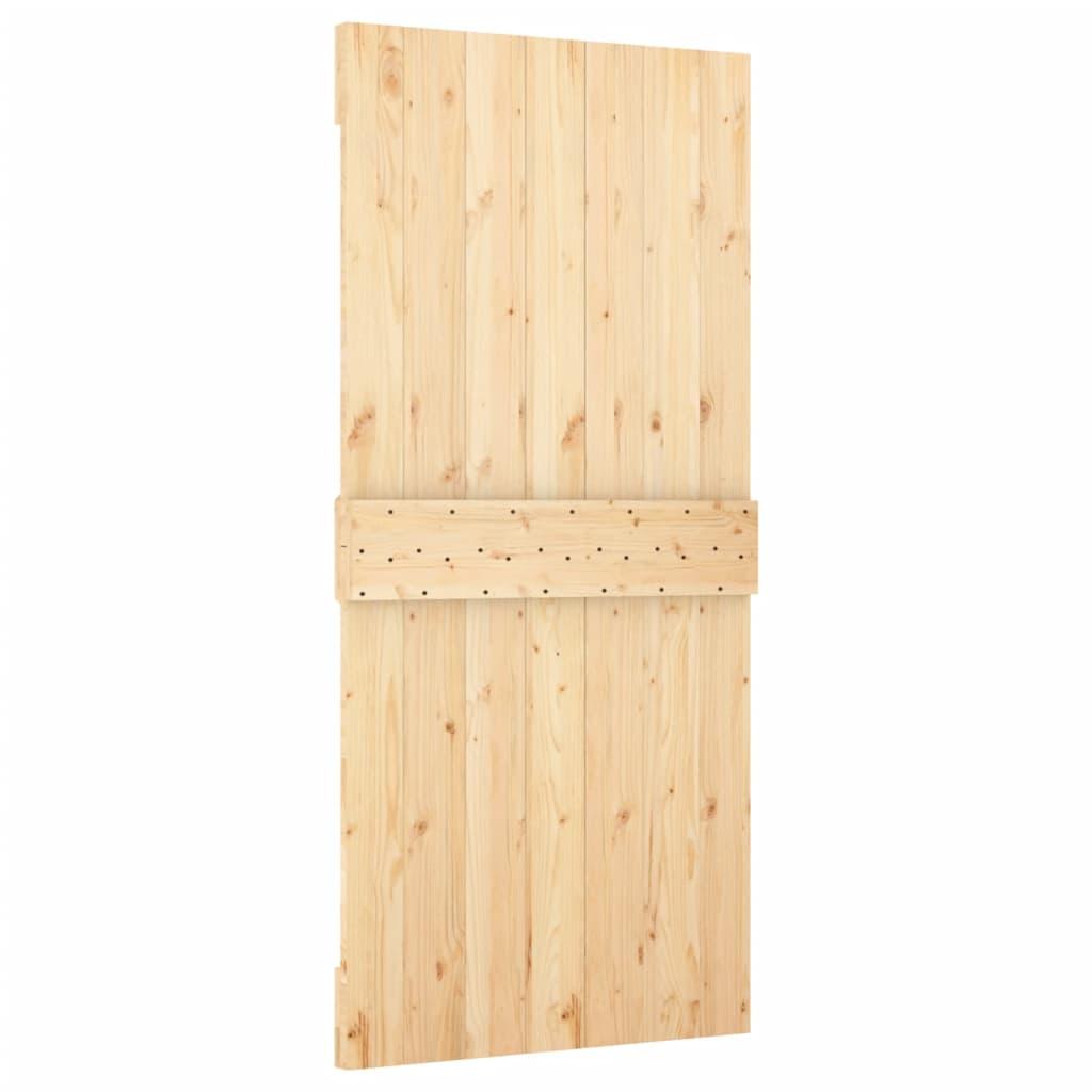 Sliding Door with Hardware Set 95x210 cm Solid Wood Pine