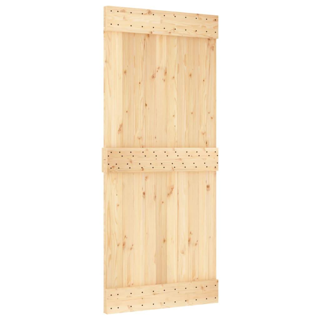 Sliding Door with Hardware Set 90x210 cm Solid Wood Pine