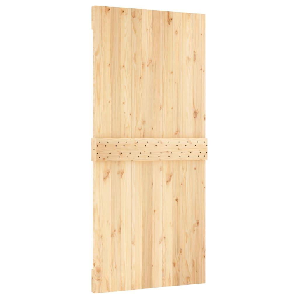 Sliding Door with Hardware Set 95x210 cm Solid Wood Pine