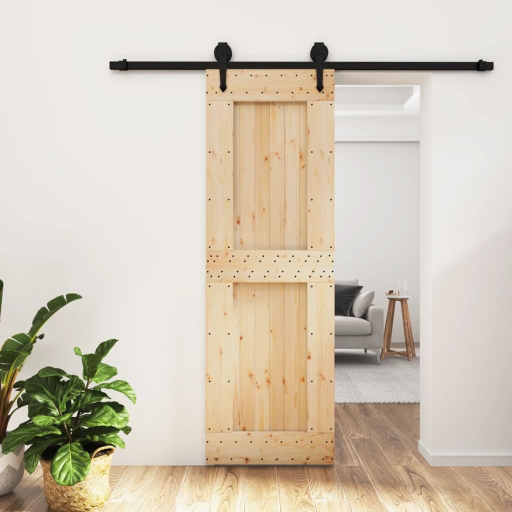 Sliding Door with Hardware Set 70x210 cm Solid Wood Pine