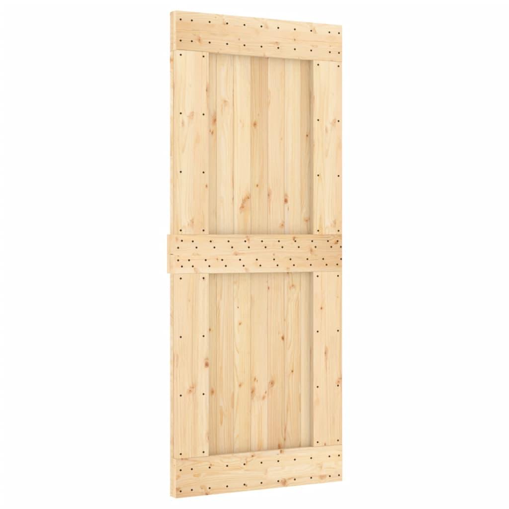 Sliding Door with Hardware Set 85x210 cm Solid Wood Pine