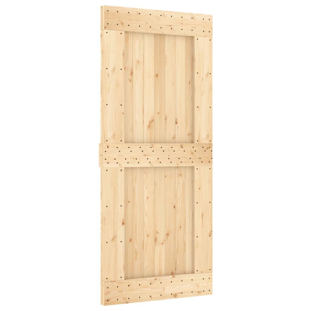 Sliding Door with Hardware Set 90x210 cm Solid Wood Pine