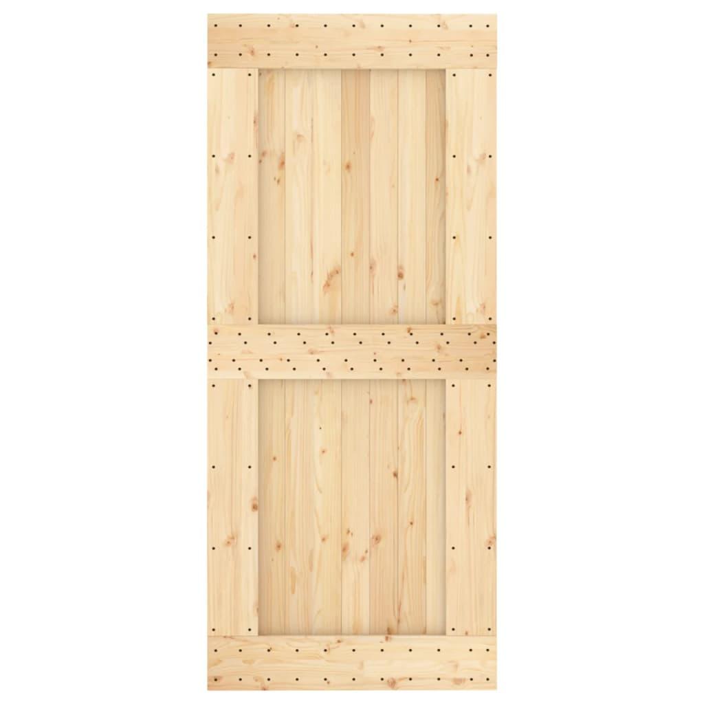 Sliding Door with Hardware Set 90x210 cm Solid Wood Pine