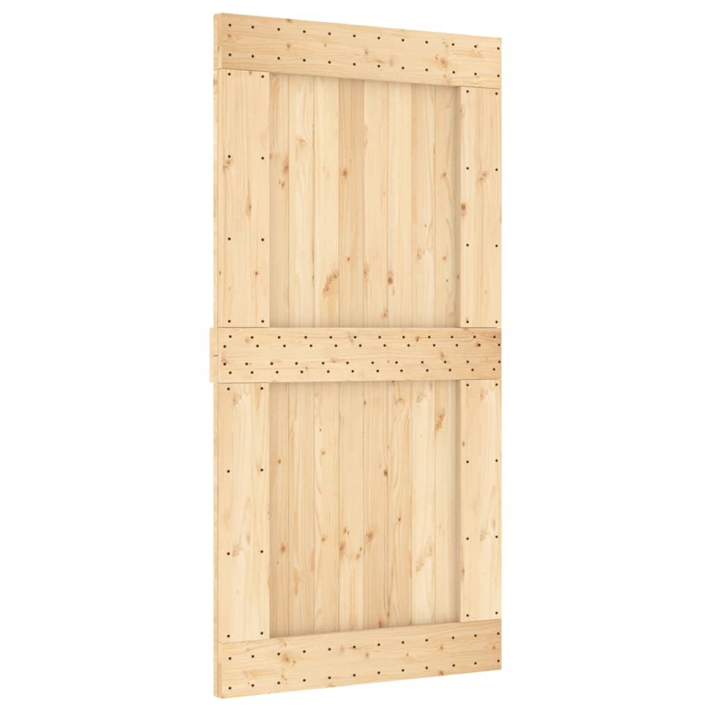 Sliding Door with Hardware Set 100x210 cm Solid Wood Pine