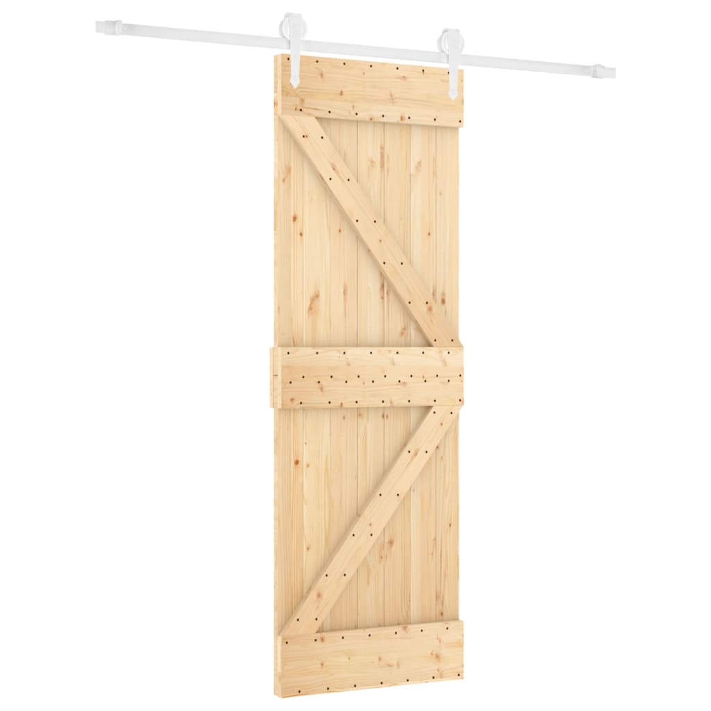 Sliding Door with Hardware Set 70x210 cm Solid Wood Pine