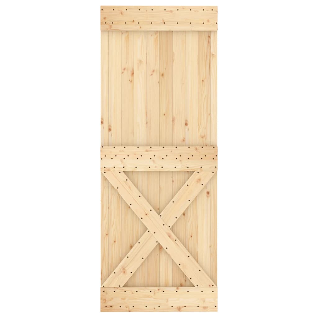 Sliding Door with Hardware Set 90x210 cm Solid Wood Pine