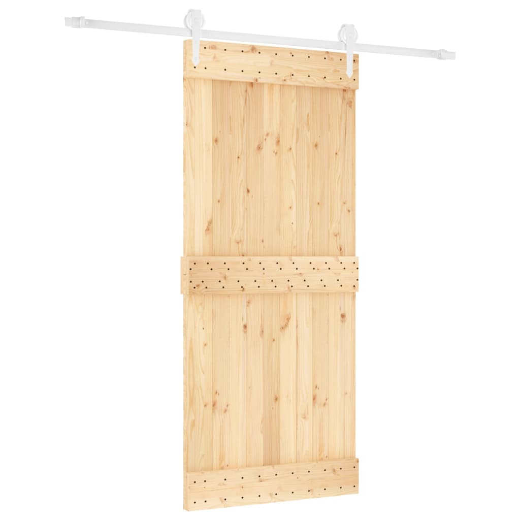 Sliding Door with Hardware Set 90x210 cm Solid Wood Pine