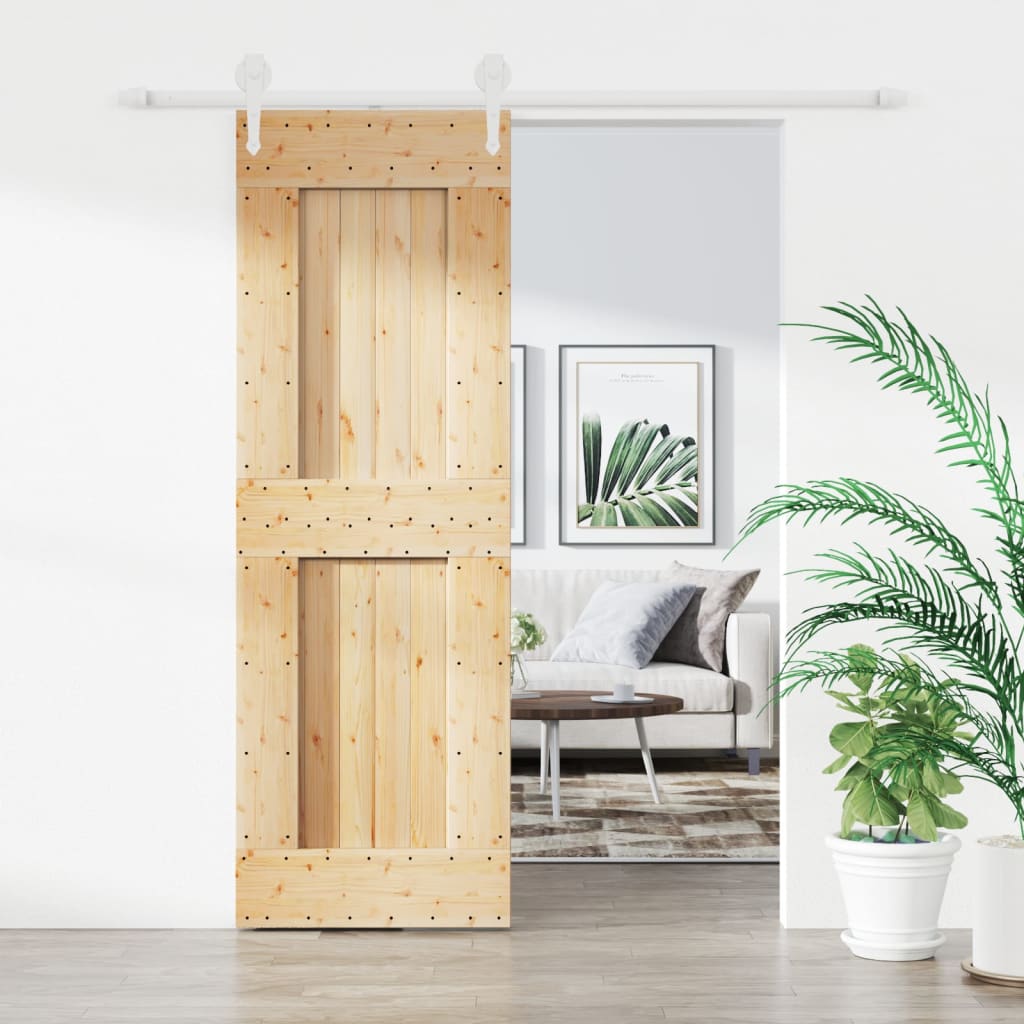 Sliding Door with Hardware Set 70x210 cm Solid Wood Pine