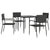 5 Piece Garden Dining Set Black Poly Rattan and Steel